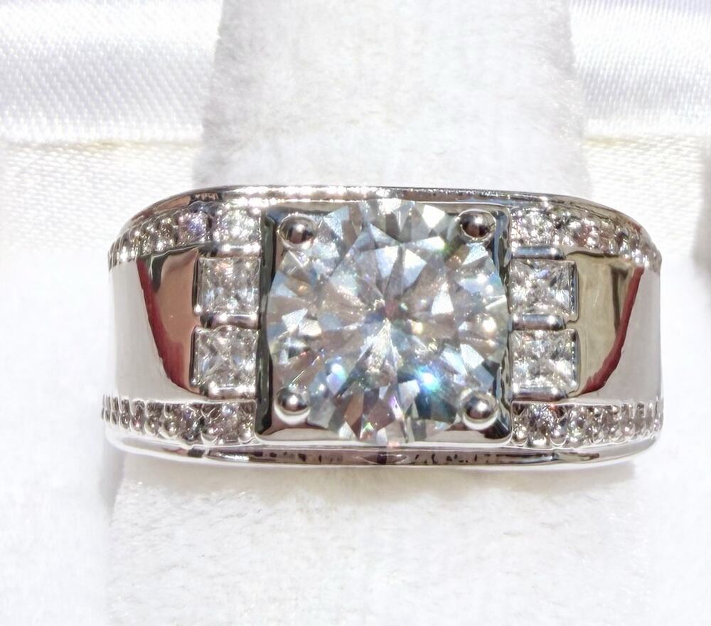Genuine Moissanite Men’s Ring 2 Ct Size 9 GRA Certified VVS1 & D Color